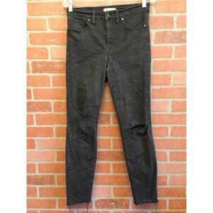 Madewell Women's High-Rise Skinny Jeans Ripped Distressed Raw Hem Size 28